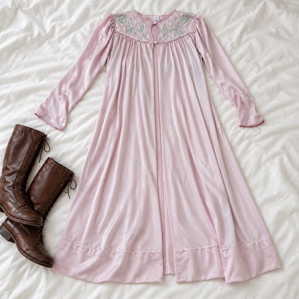 70s Quilted Floral Robe